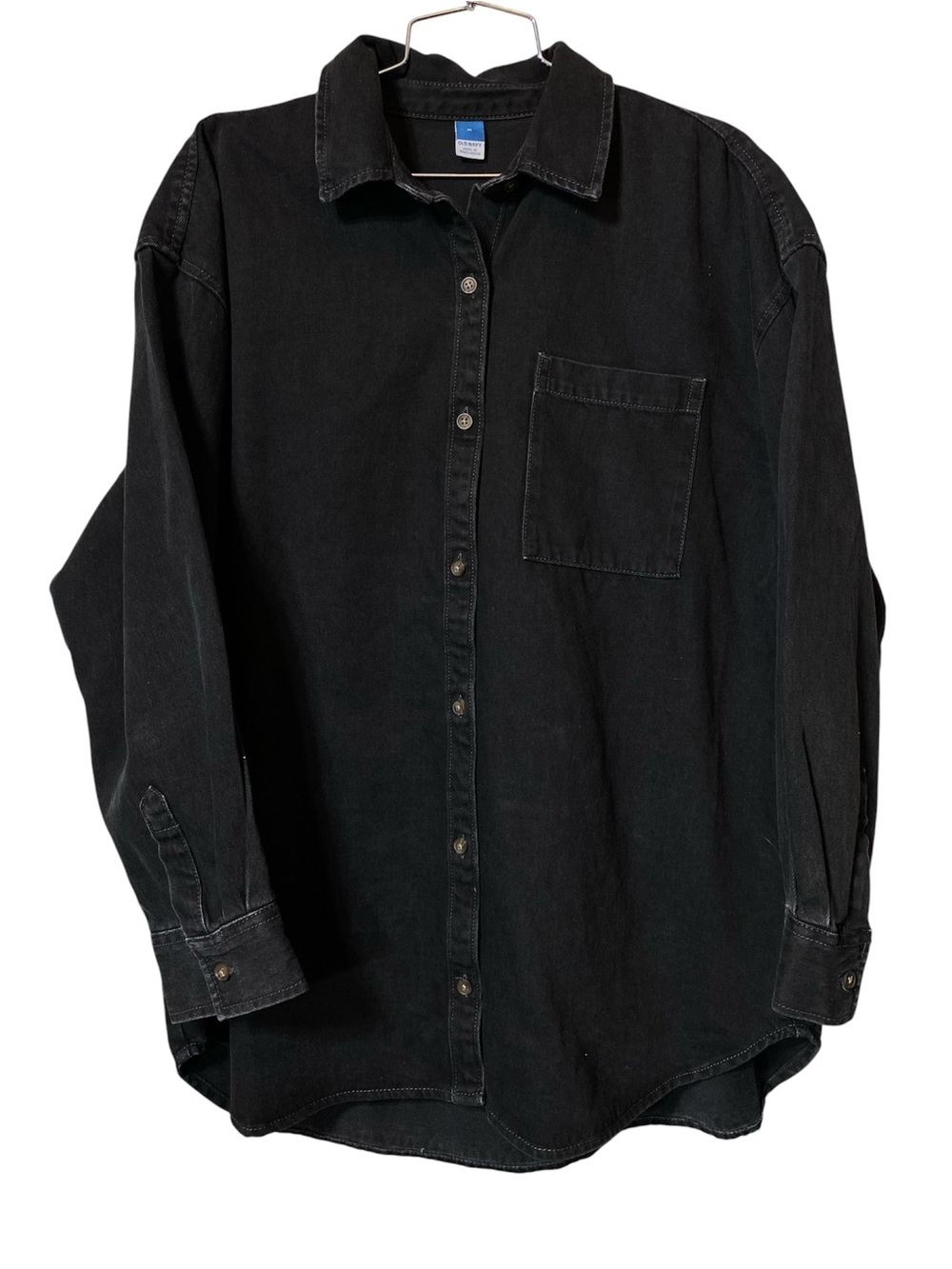 🆕 Black Denim Button Up Boyfriend Shirt Old Navy - Picture 4 of 9